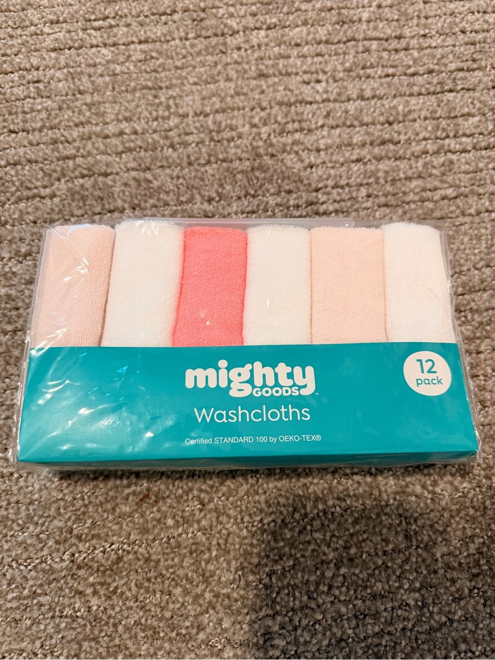 Pink & White Baby Washcloths - 12 Pack